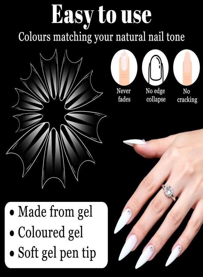 Xyembu 500 Pcs Extra Short Half Cover Almond Nail Tips, Short Almond Nail-Tips, Clear Fake Nails, Press On False Nail-Tips, Pre-shape French Tip, Acrylic Nail Gel Tip for Salon and Home DIY (10 Sizes) - Image 2